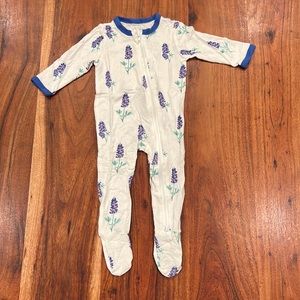 Kyte Baby bluebonnet zippered footie 0-3 months. Retired print.